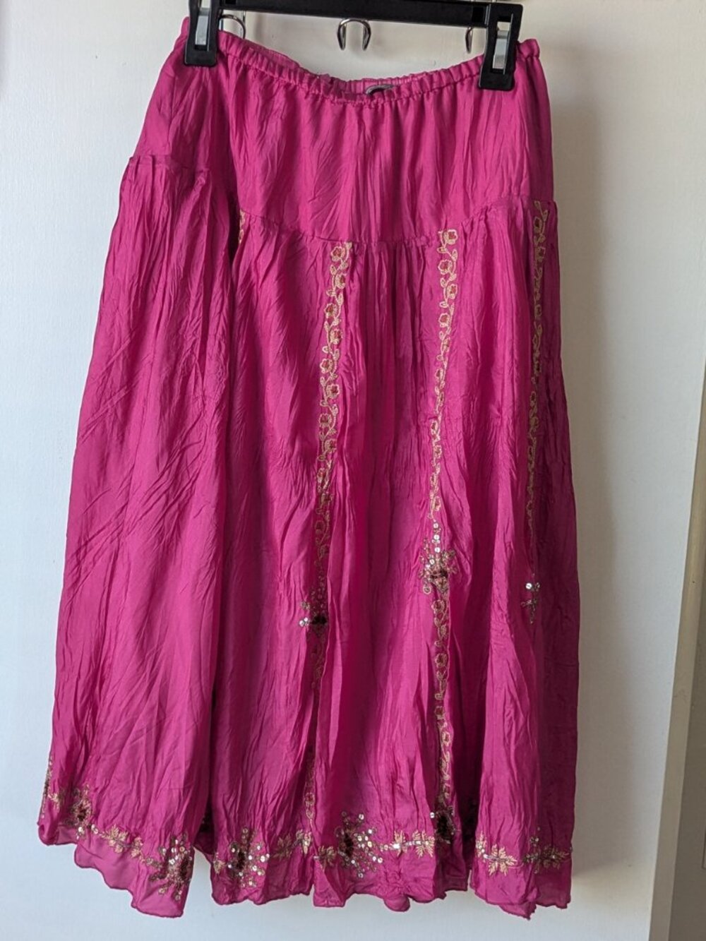 Hale Bob Sequin and Silk Skirt Fuscia Pink Size Small